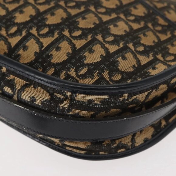 Christian Dior Trotter Canvas Shoulder Bag Navy Gold Auth BA7310 - Picture 5 of 16